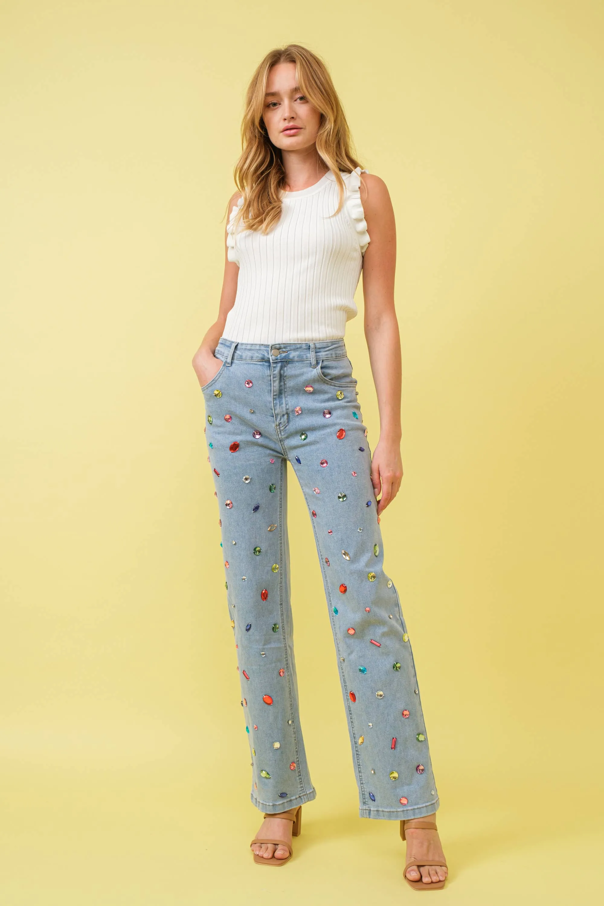 Sadie Embellished Straight Jeans