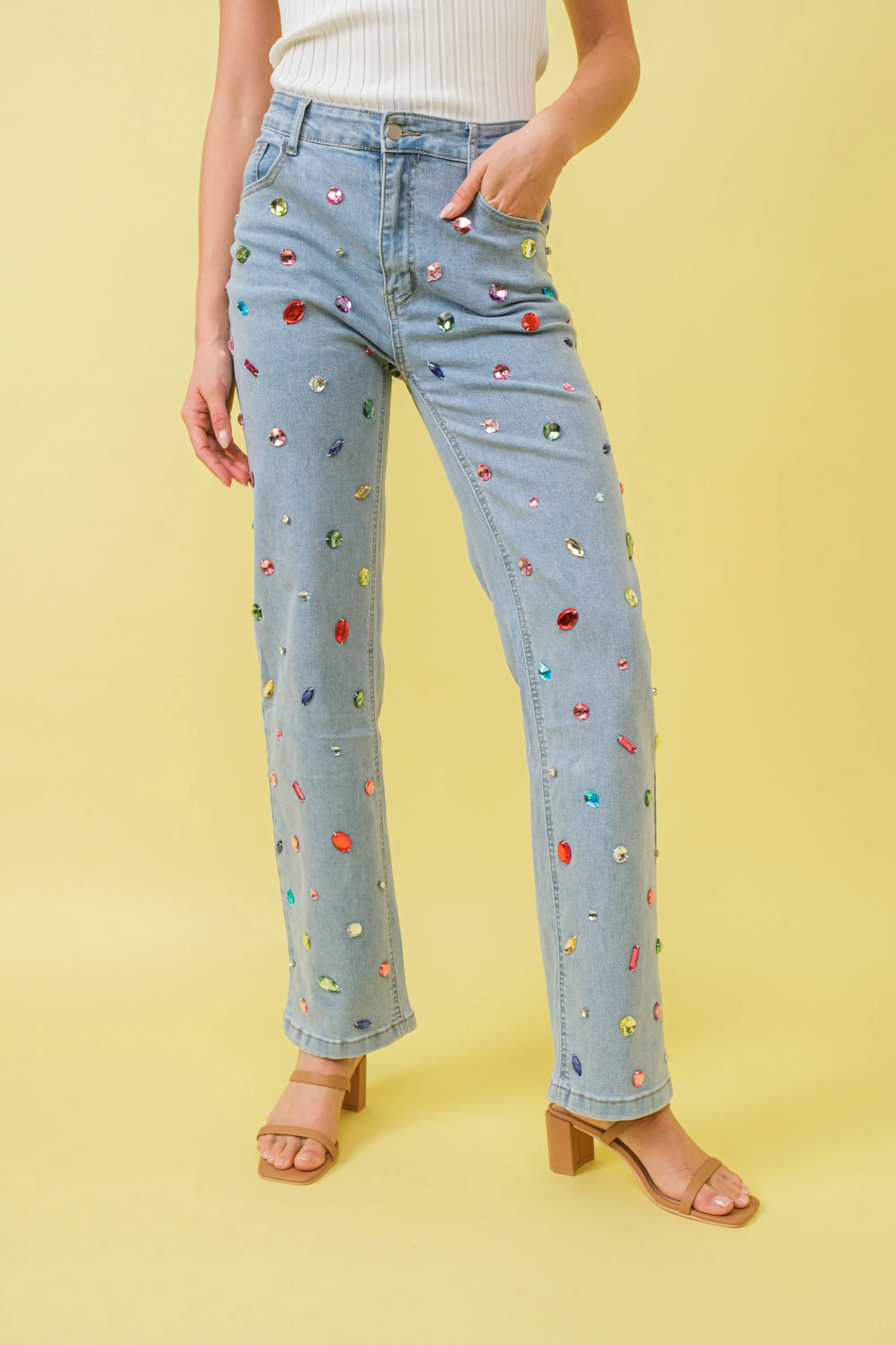 Sadie Embellished Straight Jeans