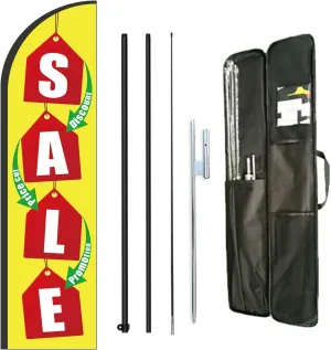 Sale Feather Flag Pole Kit for Stores,Business Advertising For Sale Signs Include 8 Feet Banner Flags and 12 Feet Flagpole Kit,Heavy Duty Ground Stake and Portable Travel Bag