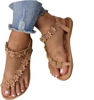 Sandals for Women 2024 Shoes Summer Walking with Non Slip on Casual Beach Shoes Dress Ankle Elastic Bohemian Flatsshoes