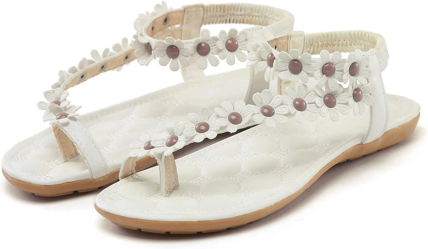 Sandals for Women 2024 Shoes Summer Walking with Non Slip on Casual Beach Shoes Dress Ankle Elastic Bohemian Flatsshoes