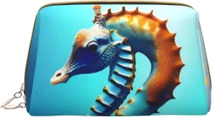 Seabed Coral Seahorse Portable Cosmetic Bag, *Travel Cosmetic Bag, Unisex, Zipper Closure, Suitable For Daily Use