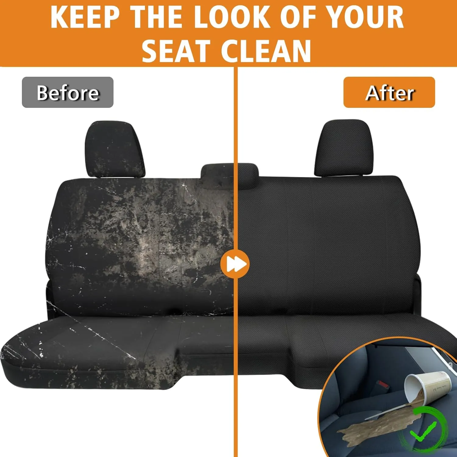 Seat Covers Compatible with 2003-2006 Chevy Silverado LT Double Cab Front, 600D Custom-Made Heavy Duty Front 40/20/40 Split Seat Cover