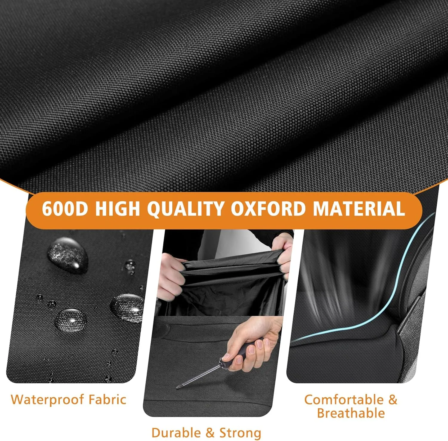 Seat Covers Compatible with 2003-2006 Chevy Silverado LT Double Cab Front, 600D Custom-Made Heavy Duty Front 40/20/40 Split Seat Cover