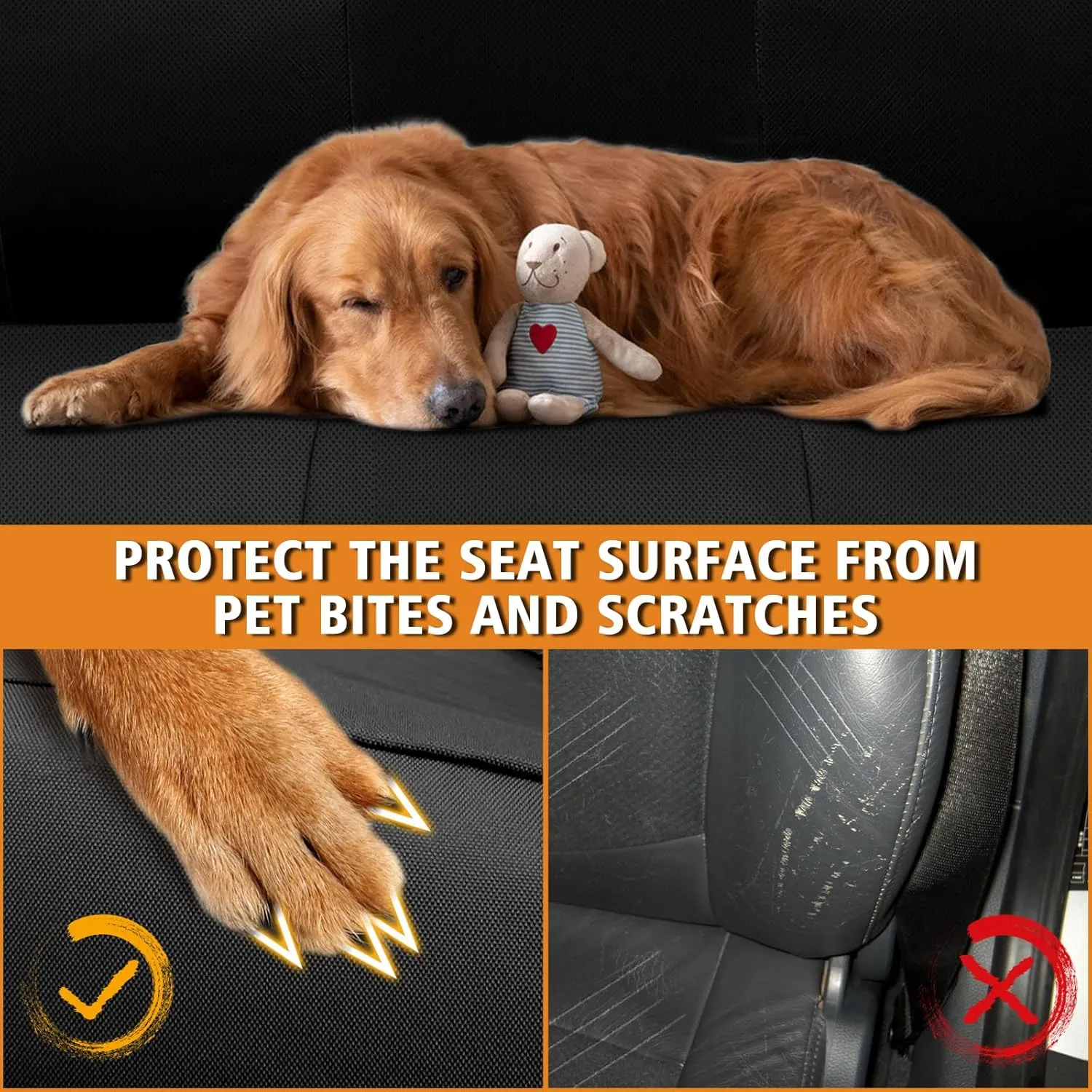 Seat Covers Compatible with 2003-2006 Chevy Silverado LT Double Cab Front, 600D Custom-Made Heavy Duty Front 40/20/40 Split Seat Cover