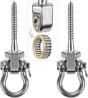 SELEWARE Heavy Duty Swing Hangers with Bearings, 2-Pack - Stainless Steel Porch Swing Hardware for Patio & Playground, Quiet Swivel Hooks - Indoor/Outdoor Heavy Duty Swing Hardware, 1500LB Capacity