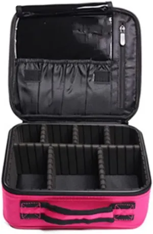 Semilyn Travel Makeup Bag for Women Makeup Organizer Train Case Cosmetic Makeup Storage Bag Organizer with Adjustable Dividers for Brush,Nail Tool,Toiletry,Jewelry Digital Accessories Pink