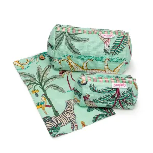 Serendipity Cotton Cosmetic Bag Set - Mint Jungle