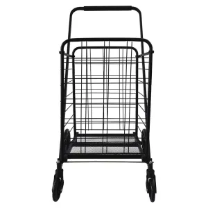 SereneLife Collapsible Utility Cart, Portable Foldable Shopping and Laundry Wagon with Heavy-Duty Easy Glide Wheels and Soft Foam Covered Handle, Transport Jumbo Loads and Heavy Items