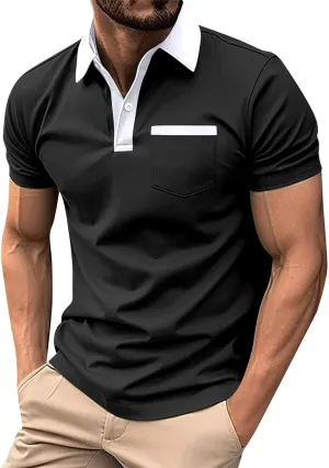 SGASY Mens Polo Shirts Quarter Button Shirts Casual Classic Lightweight Short Sleeve Golf Collared Shirts Quick Dry Athletic