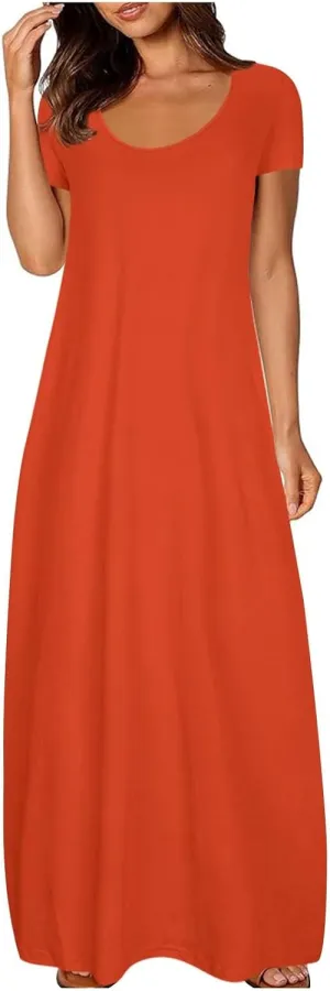 Shirt Dresses for Women Plus Size Casual Short Sleeve Maxi Sundresses Loose Fit Elegant Summer Beach Long Dress