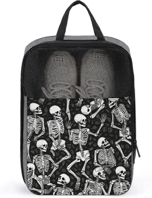 Shoe Organizer with Handle Travel Bags Travel Skeleton Printed Shoe Bags for Travel And Daily Use Storage Pouch