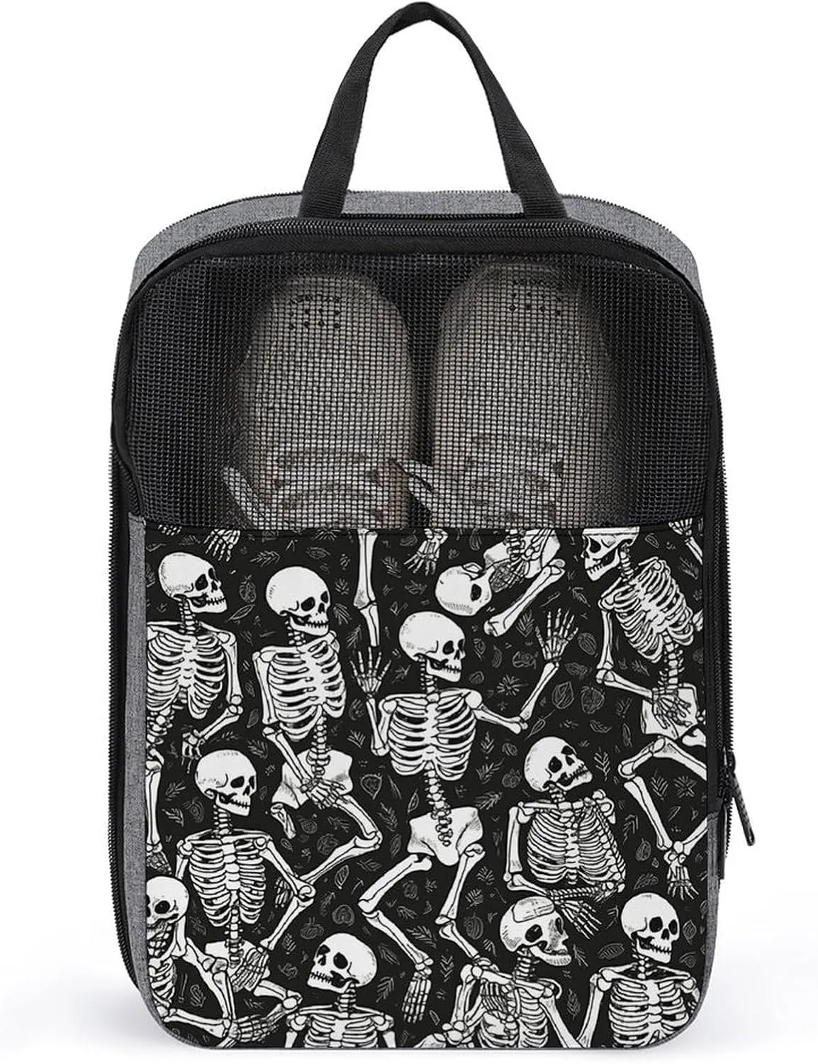 Shoe Organizer with Handle Travel Bags Travel Skeleton Printed Shoe Bags for Travel And Daily Use Storage Pouch