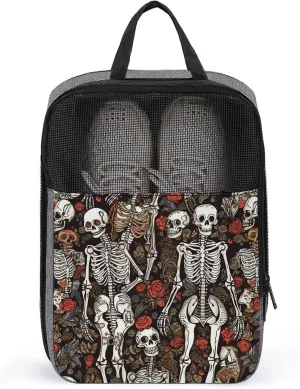 Shoe Organizer with Handle Travel Bags Travel Skeletons Where Souls Meet Printed Shoe Bags for Travel And Daily Use Storage Pouch