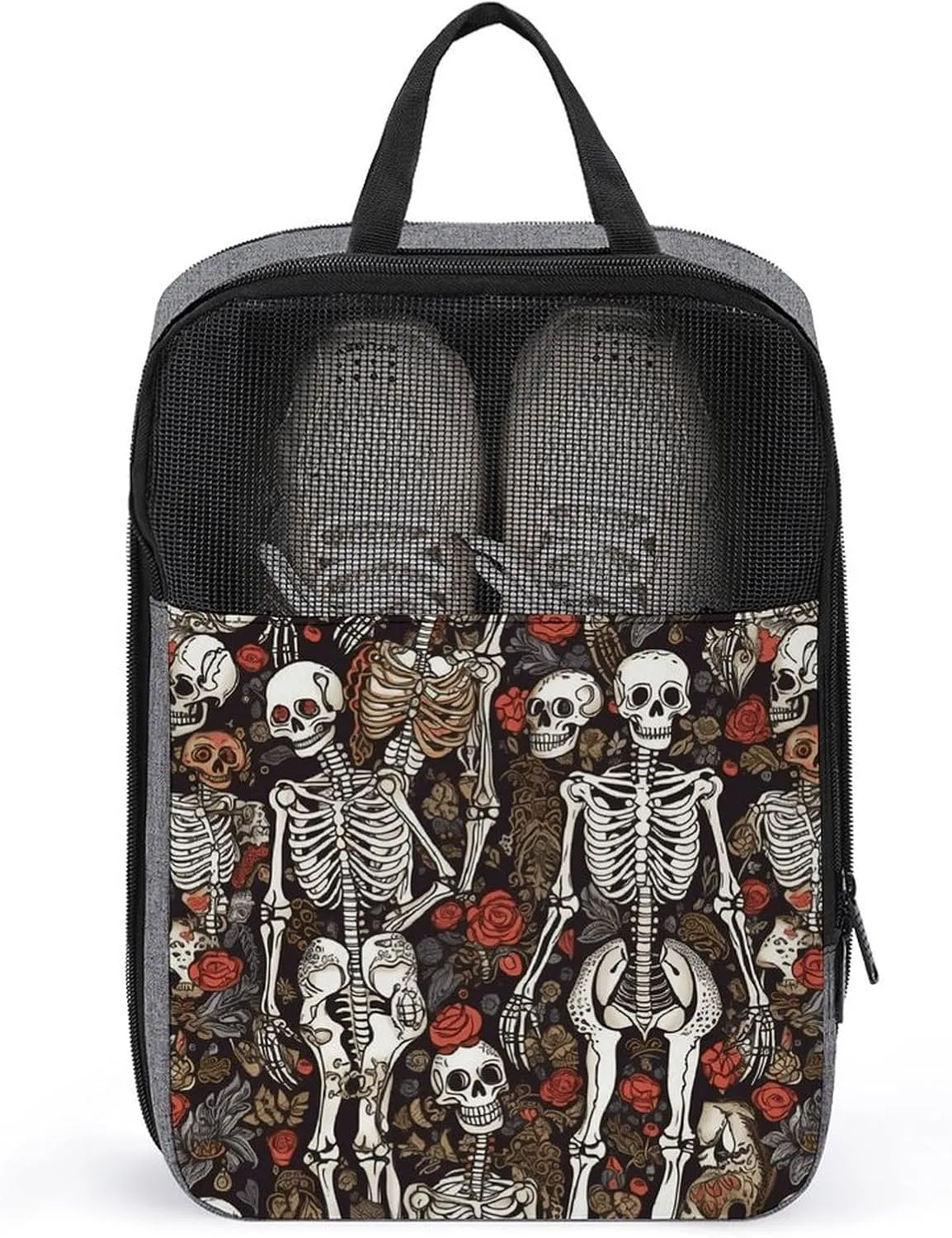 Shoe Organizer with Handle Travel Bags Travel Skeletons Where Souls Meet Printed Shoe Bags for Travel And Daily Use Storage Pouch