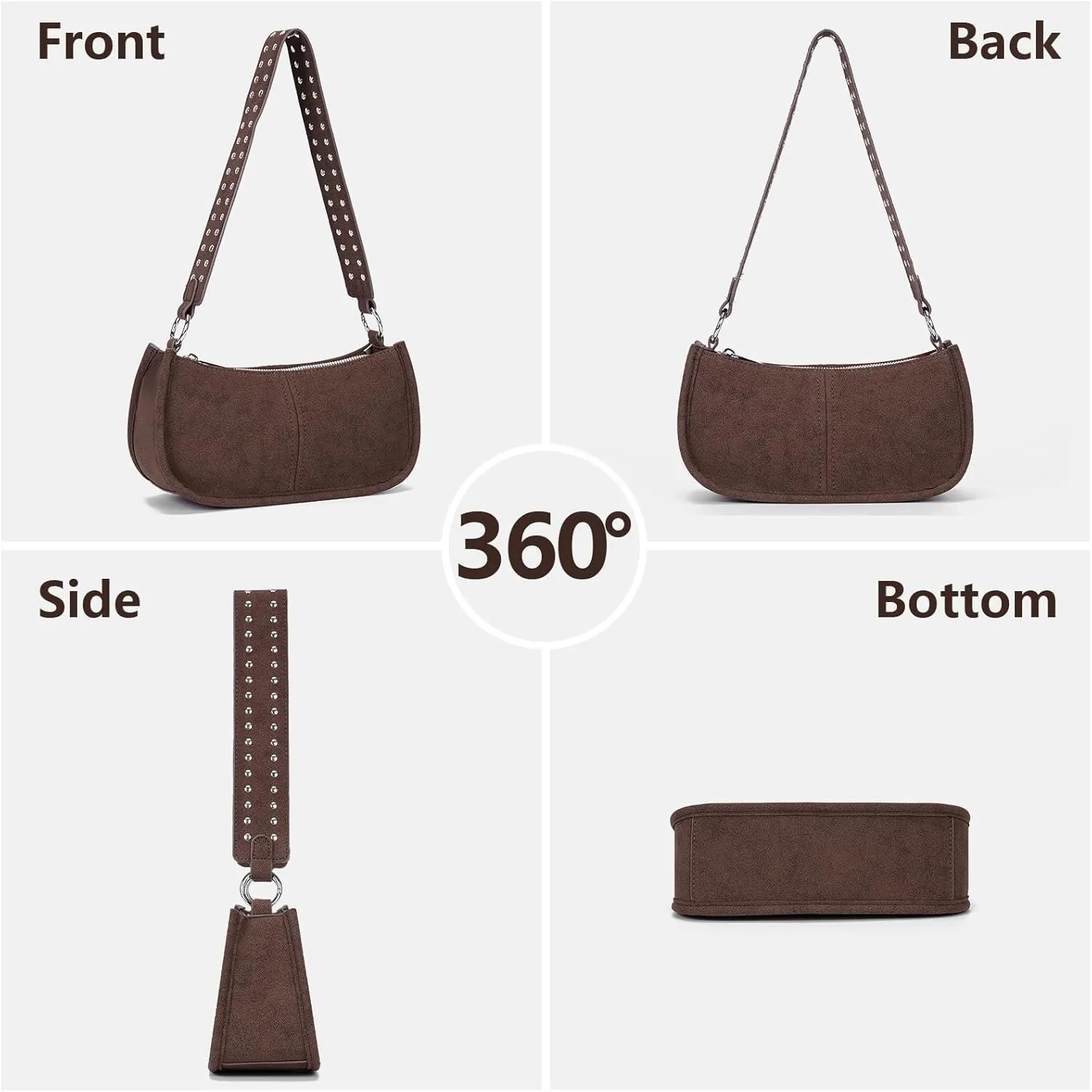 Shoulder Bags for Women Y2k Purse and Handbags Retro Studded Crossbody Bag Small Shoulder Purse Leather Hobo Handbag