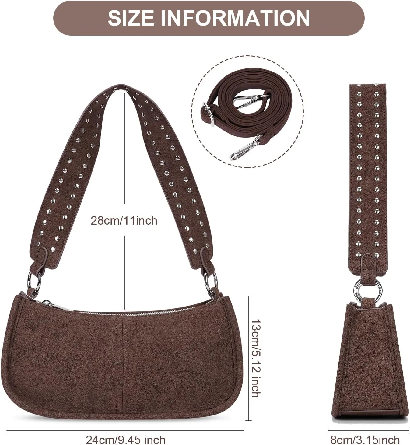 Shoulder Bags for Women Y2k Purse and Handbags Retro Studded Crossbody Bag Small Shoulder Purse Leather Hobo Handbag