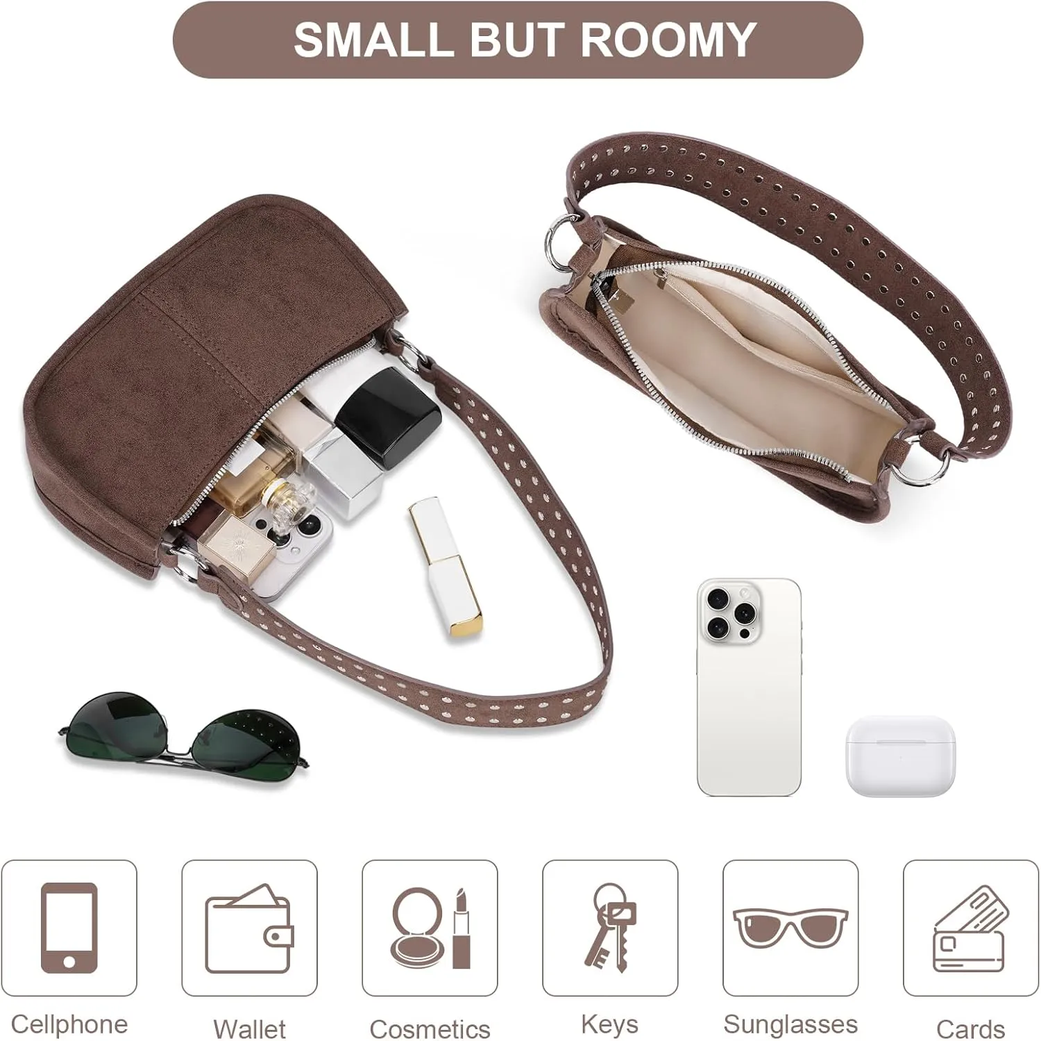Shoulder Bags for Women Y2k Purse and Handbags Retro Studded Crossbody Bag Small Shoulder Purse Leather Hobo Handbag