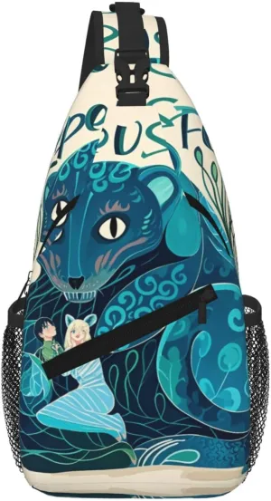 Shy Shapeshifters Print Sling Bag for Women Men Crossbody, Cute Large Casual Chest Pack for Travel, Work, Hiking
