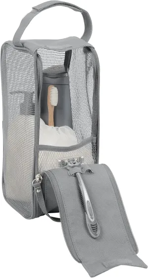 Simplify Hanging Mesh Toiletry Bag | Travel Organizer | Perfect for Dorm | Gym | Back to School | Shampoo | Shower Accessories | Grey