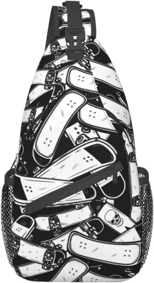 Skateboarding Crossbody Bag Sport Shoulder Bag Backpack Skateboard Sport Sling Bag Chest Casual Daypack Bag