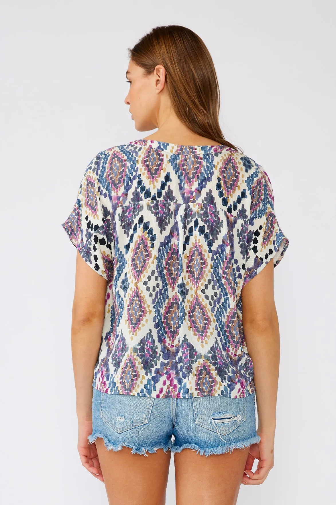 Sleevless Button Front Top W/Tie