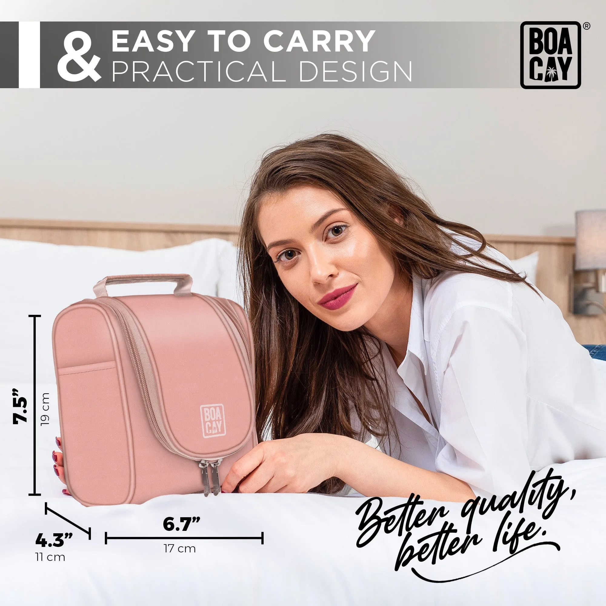 Small Collapsible Hanging Toiletry Bag - Dusty Rose