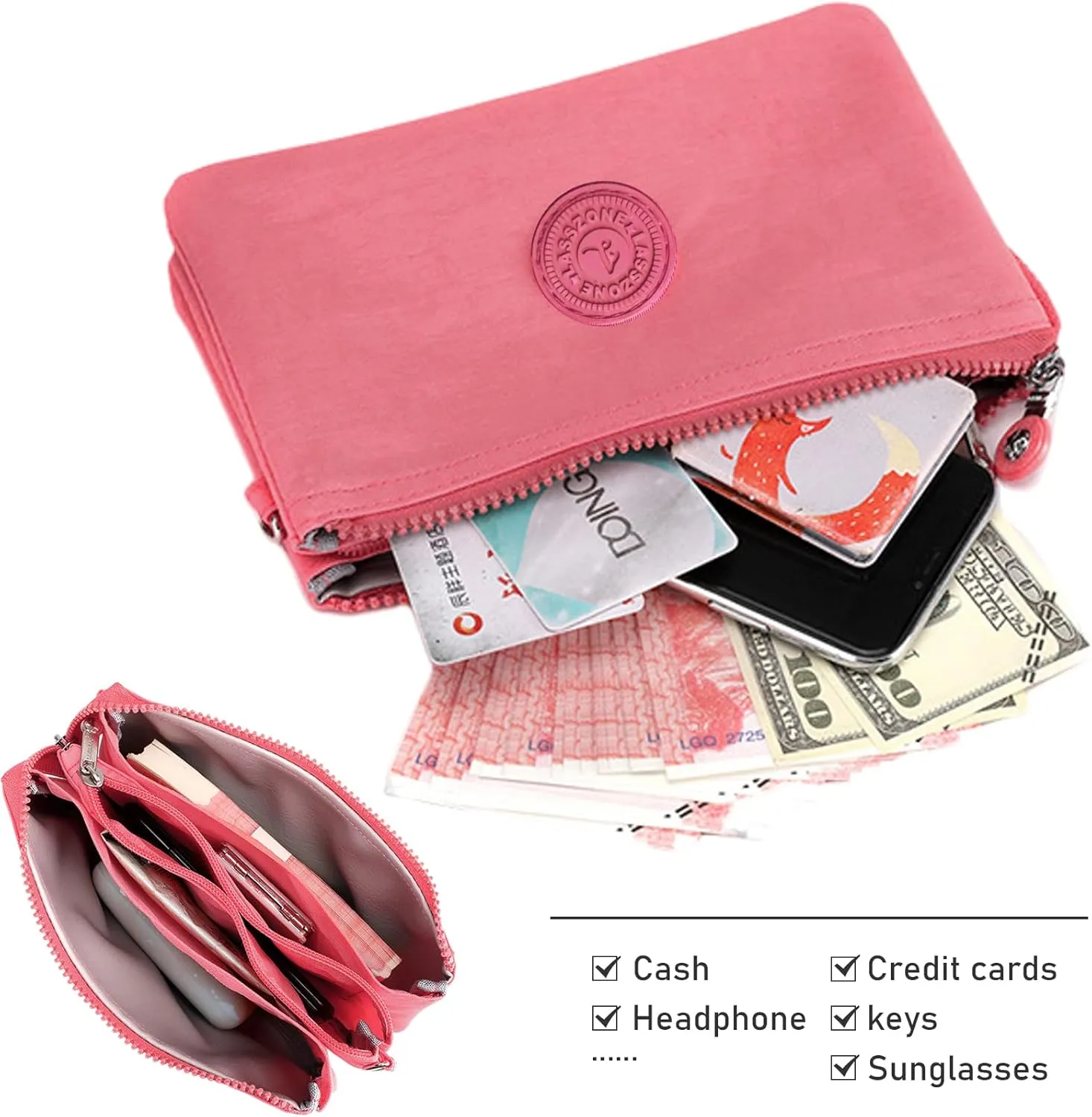 Small Crossbody Bag for Women Lightweight Nylon Shoulder Handbag Multi Pocket Clutch Purse Mobile Phone Bag