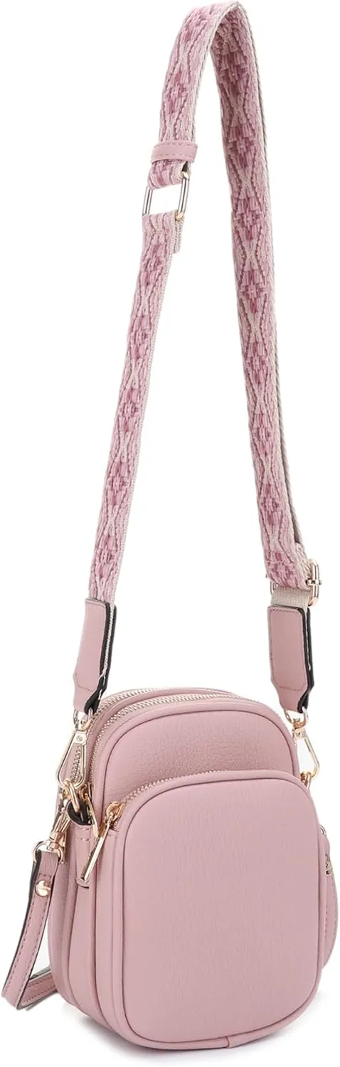Small Crossbody Bag for Women, Triple Compartment Shoulder Bag with Double Strap