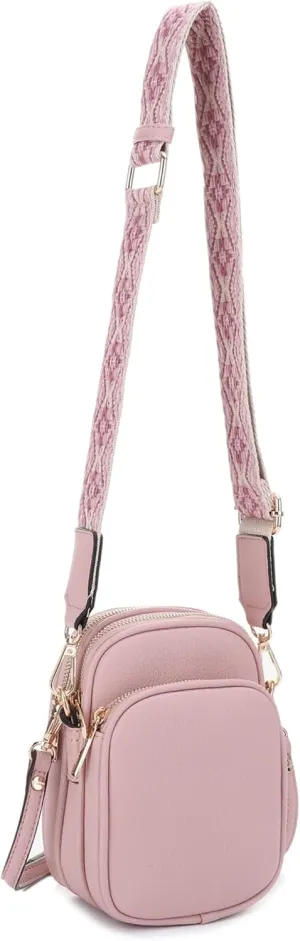 Small Crossbody Bag for Women, Triple Compartment Shoulder Bag with Double Strap