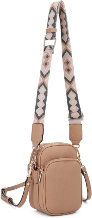 Small Crossbody Bag for Women, Triple Compartment Shoulder Bag with Double Strap