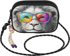 Small Crossbody Bags Cute Lion Black White for Women Cell Phone Purses Shoulder Bag Handbag with Adjustable Strap