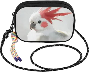 Small Crossbody Bags Parrot White Red Cute for Women Cell Phone Purses Shoulder Bag Handbag with Adjustable Strap