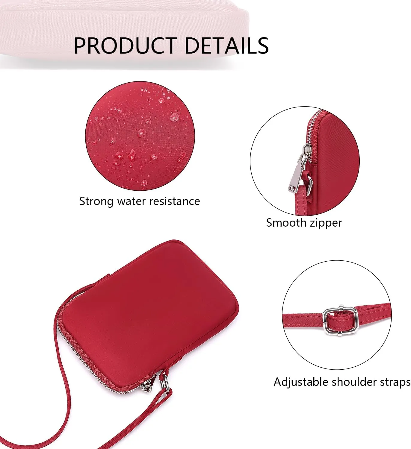 Small Crossbody Purse Zipper Cell Phone Bag Mini Shoulder Purse Wallet Smart Phone Wallet with Credit Card Solts