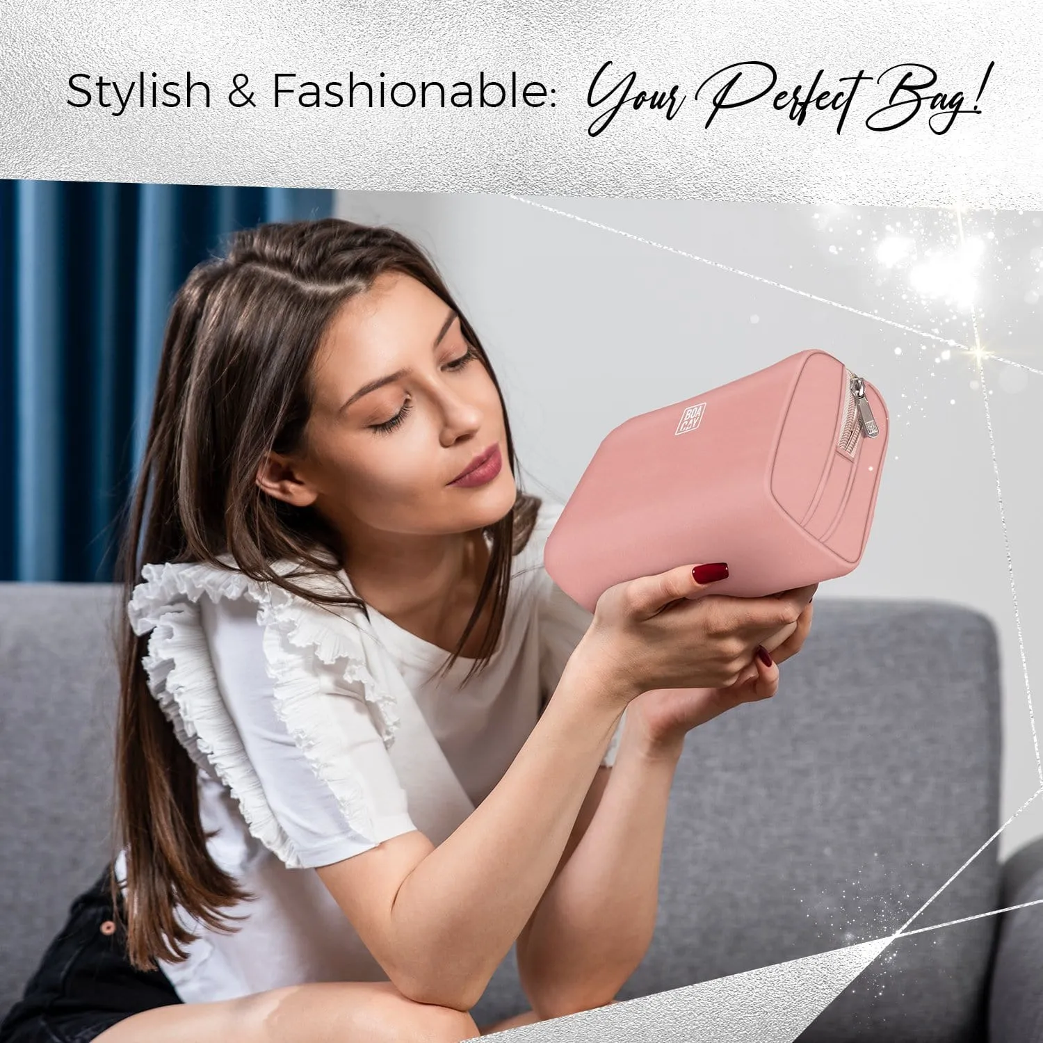 Small Minimalist Cosmetic Pouch - Dusty Rose