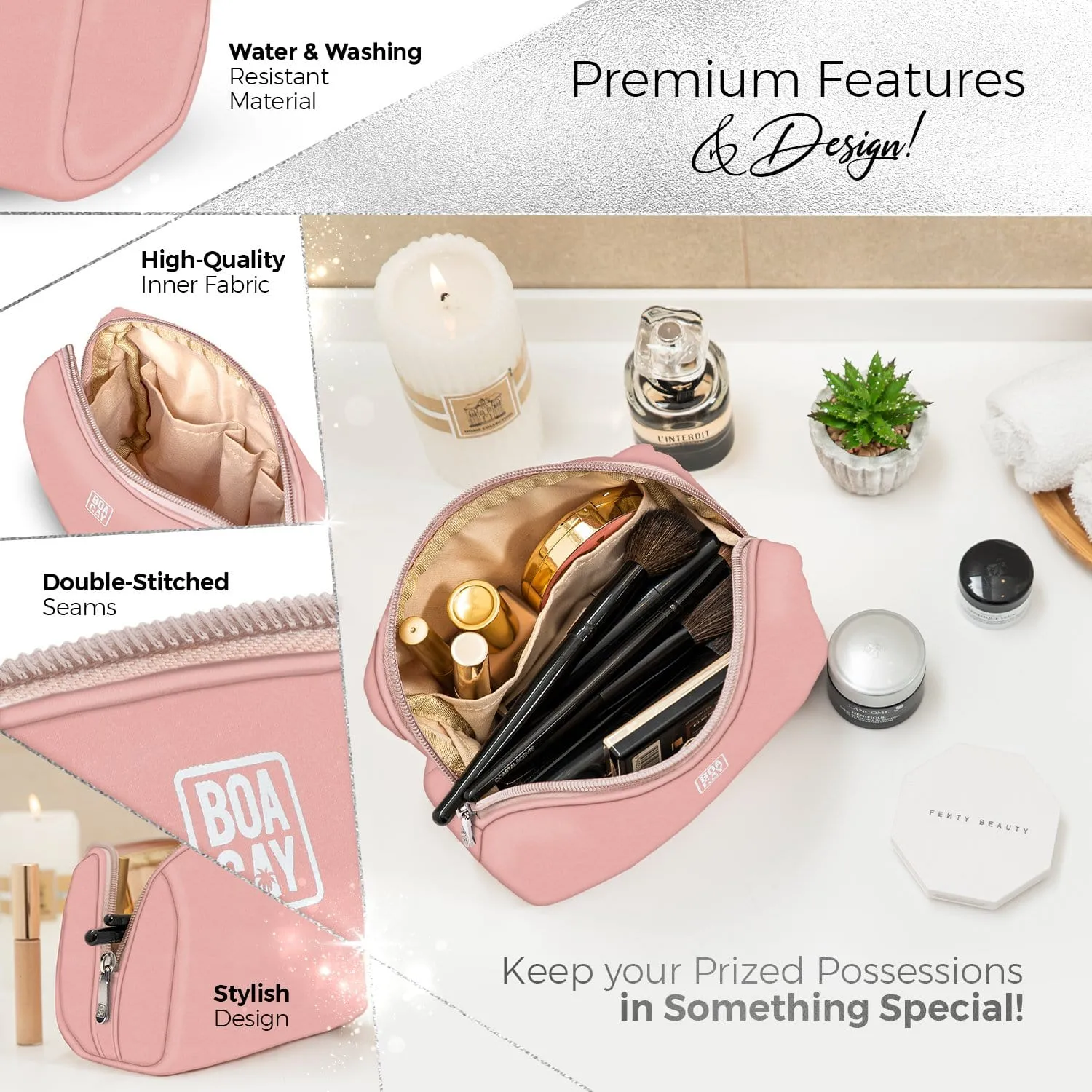 Small Minimalist Cosmetic Pouch - Dusty Rose