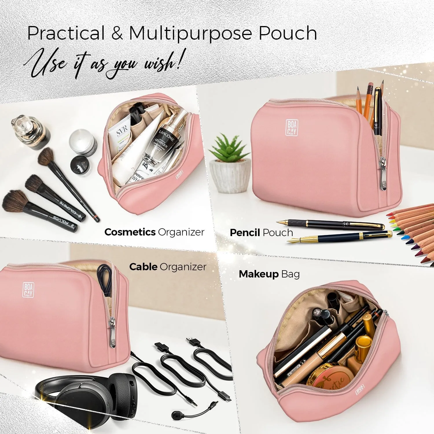 Small Minimalist Cosmetic Pouch - Dusty Rose