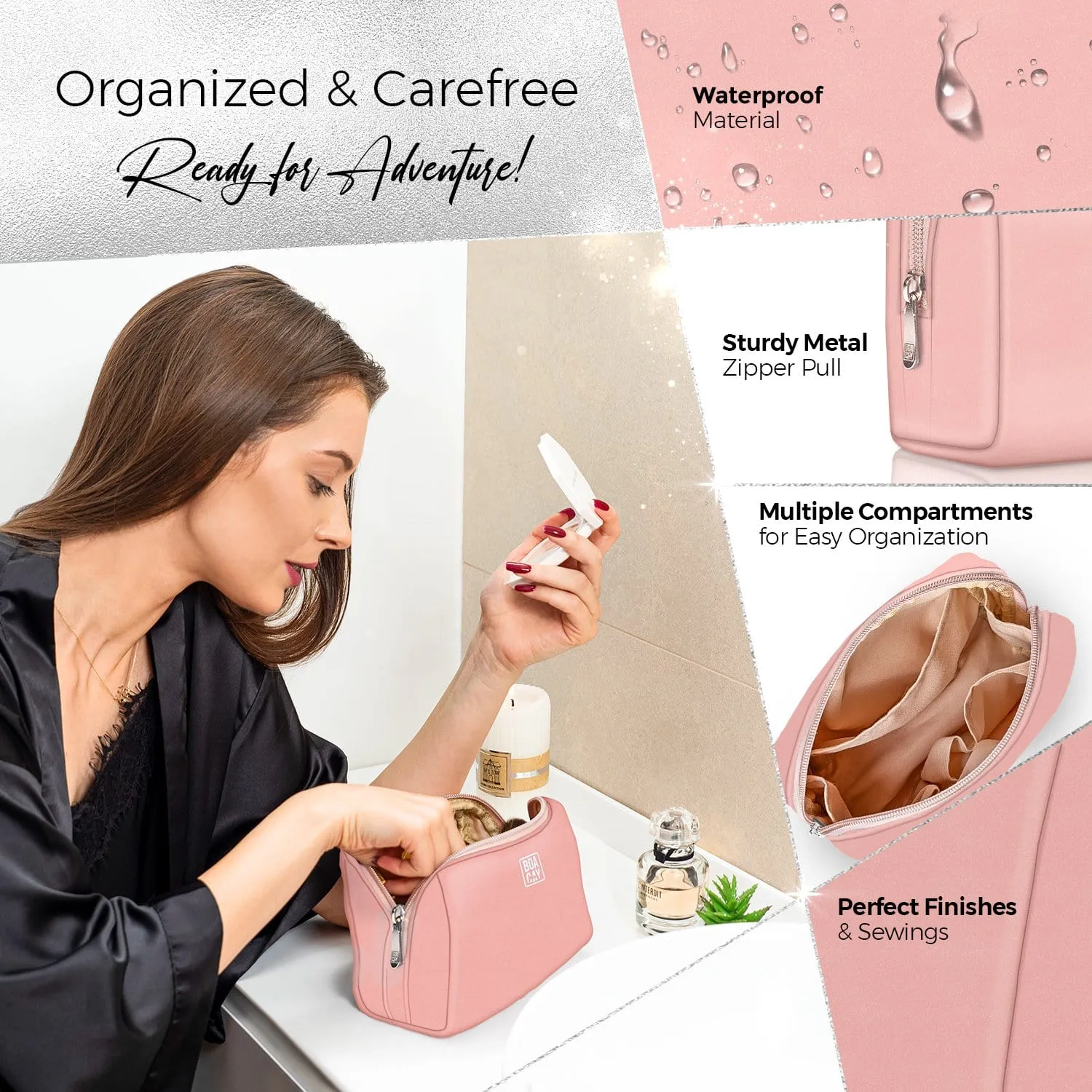 Small Minimalist Cosmetic Pouch - Dusty Rose