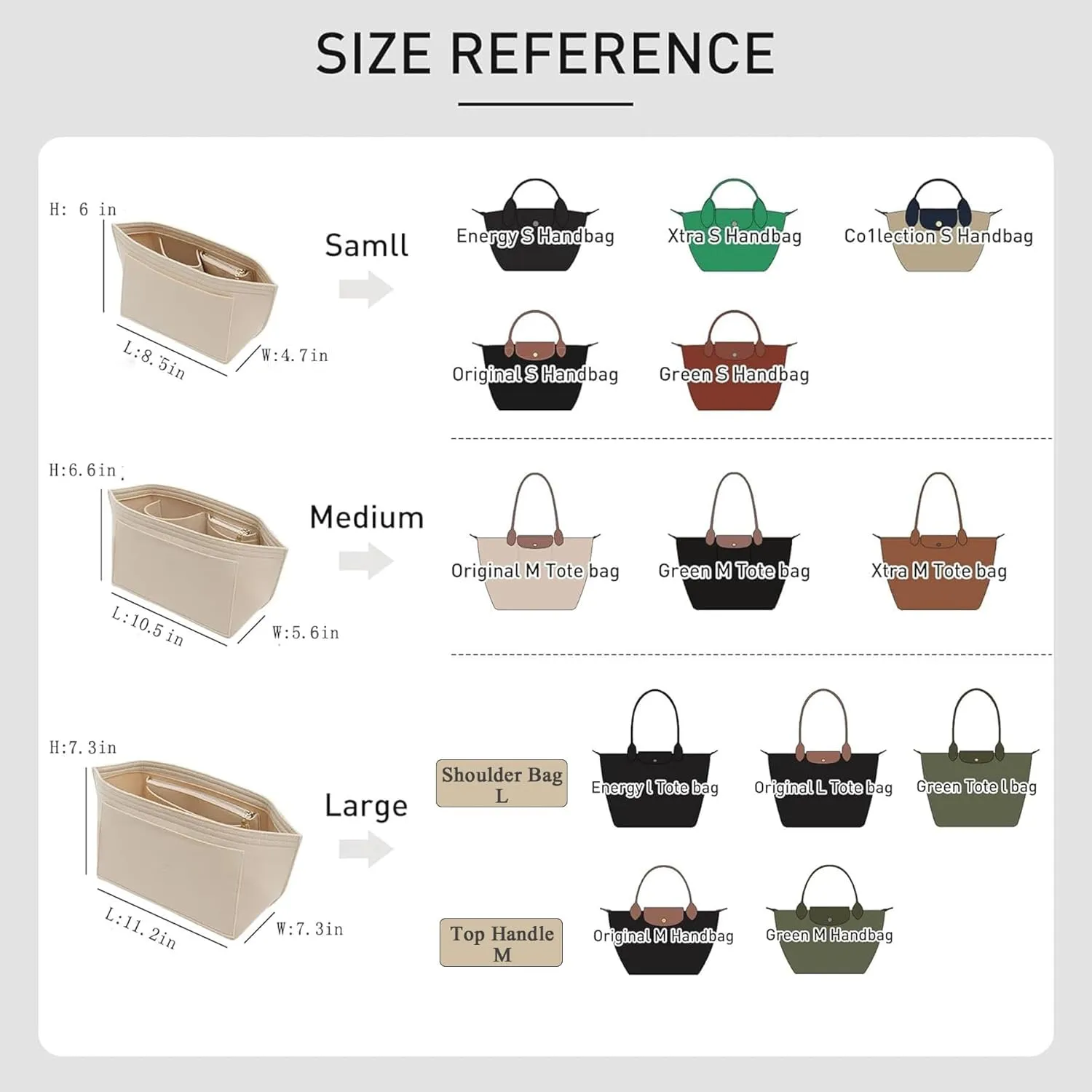 Small Purse Organizer Insert Compatible with Longchamp Le Pliage Small and More, Felt Zipper Handbag Organizer with Cup Holder, 7 Compartments Bag Insert(Beige,S)