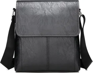 Small Shoulder Bag, Mens Crossbody Bag, Vintage PU leather Office Business Bag for Men, Handbag Purse Zipper
