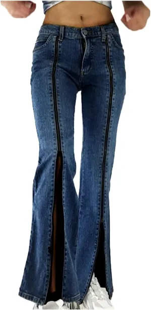 SMIDOW Flare Denim Pants for Women's Bootcut Jeans Stretch Denim Pants Bell Bottom Jeans Fall Fashion Jeans Trousers