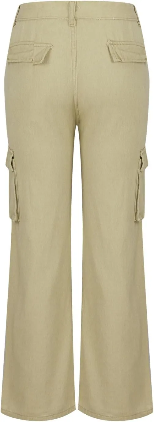 SMIDOW Womens Baggy Cargo Pants Jeans Chino Pants Jeans with Multiple Pockets Straight Leg Workout Casual Denim Pants