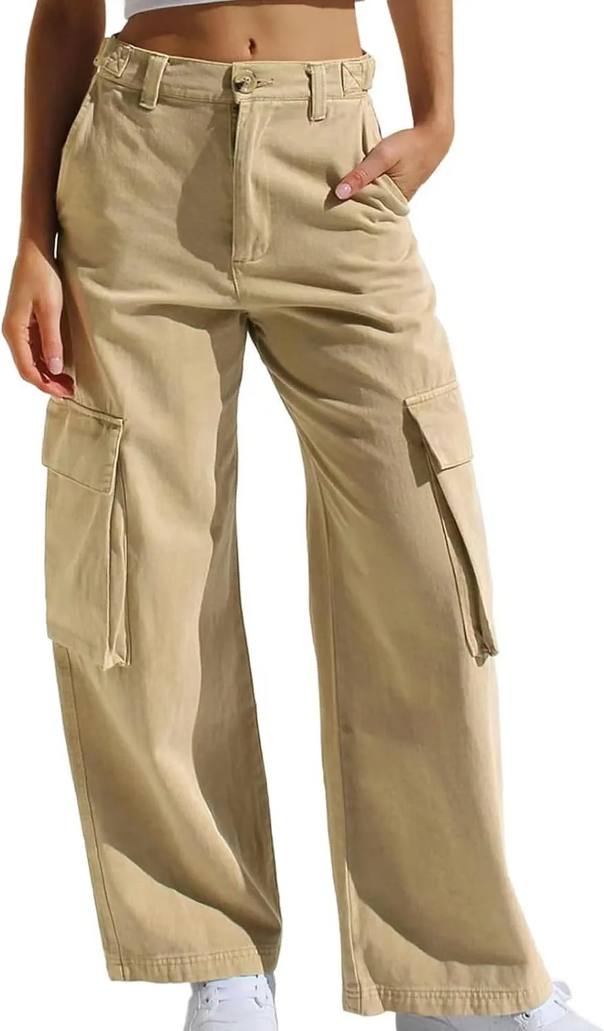 SMIDOW Womens Baggy Cargo Pants Jeans Chino Pants Jeans with Multiple Pockets Straight Leg Workout Casual Denim Pants