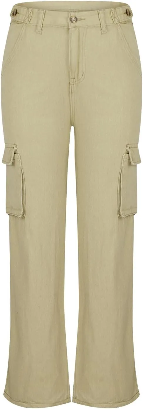 SMIDOW Womens Baggy Cargo Pants Jeans Chino Pants Jeans with Multiple Pockets Straight Leg Workout Casual Denim Pants