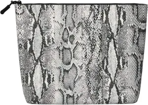 snake skin black and white print Makeup Pouch Cosmetic Bag Large Capacity Canvas Makeup Bag Cute Aesthetic for Her
