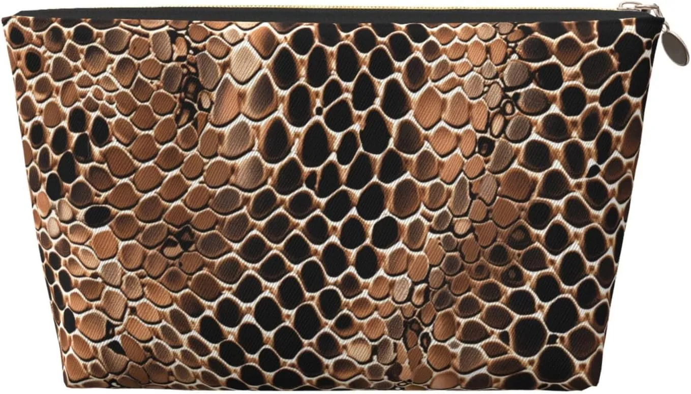 Snake Skin Print Makeup Bag Waterproof Cosmetic Bag Organizer Small Make Up Zipper Pouch Portable Travel Toiletry Bag For Women Girls