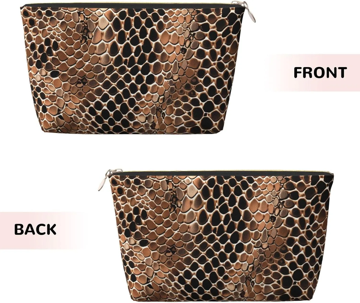Snake Skin Print Makeup Bag Waterproof Cosmetic Bag Organizer Small Make Up Zipper Pouch Portable Travel Toiletry Bag For Women Girls