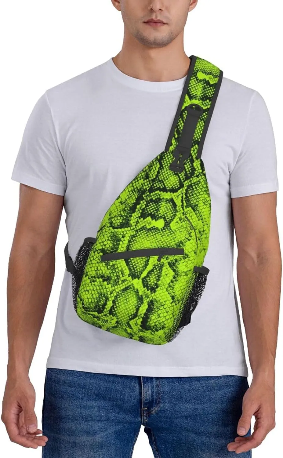 Snakeskin Crossbody Bag Snake Shoulder Bag Backpack Funny Sling Bag Chest Casual Daypack for Outdoor
