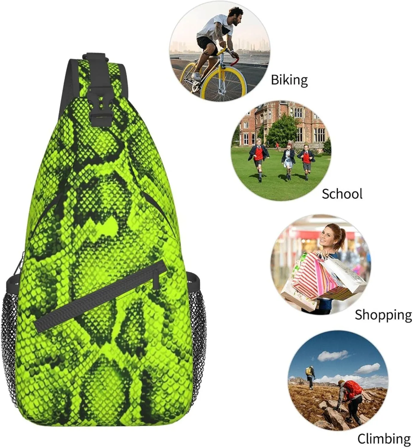 Snakeskin Crossbody Bag Snake Shoulder Bag Backpack Funny Sling Bag Chest Casual Daypack for Outdoor