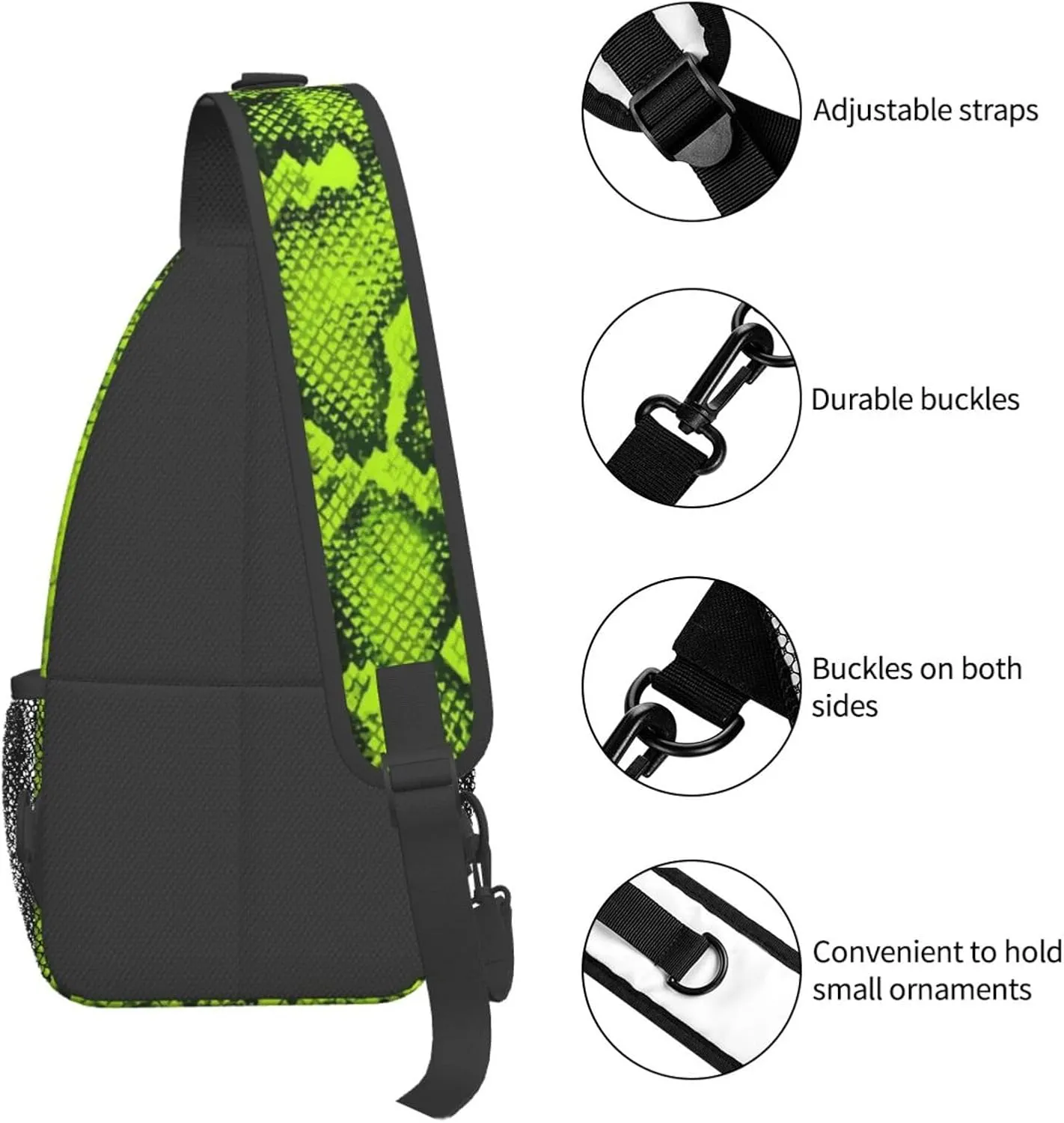 Snakeskin Crossbody Bag Snake Shoulder Bag Backpack Funny Sling Bag Chest Casual Daypack for Outdoor